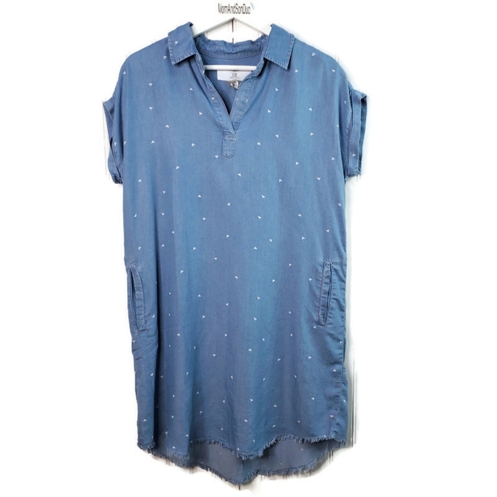 Thread & Supply Chambray Triangle Raw Hem Dress Small New